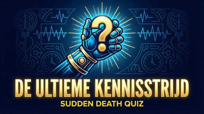 Banner for Denk jij alles te weten? Test je kennis met deze onmogelijk moeilijke algemene sudden death kennis quiz!