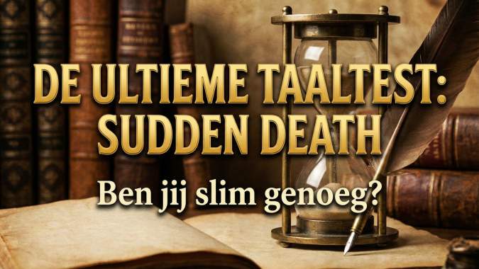 Banner for Denk jij dat je slim bent? Test je taalvaardigheid met deze uitdagende sudden death quiz!