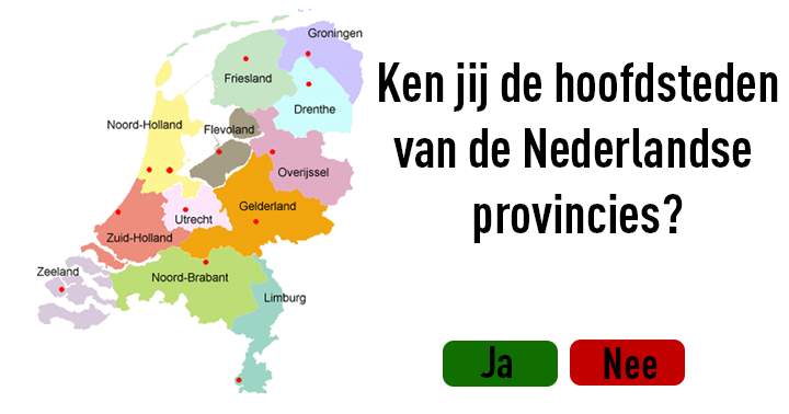 Banner for Hoe goed is jouw topografische kennis? Ken jij de hoofdsteden van de provincies?