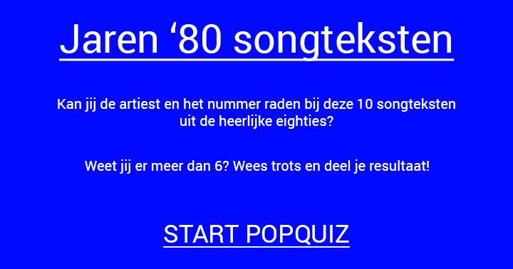 Banner for Herken jij deze hits uit de jaren '80?